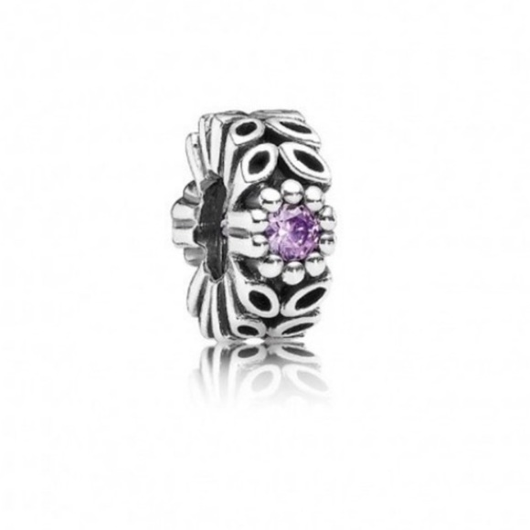 Pandora Retired Purple Floral Charm - Picture 6 of 6